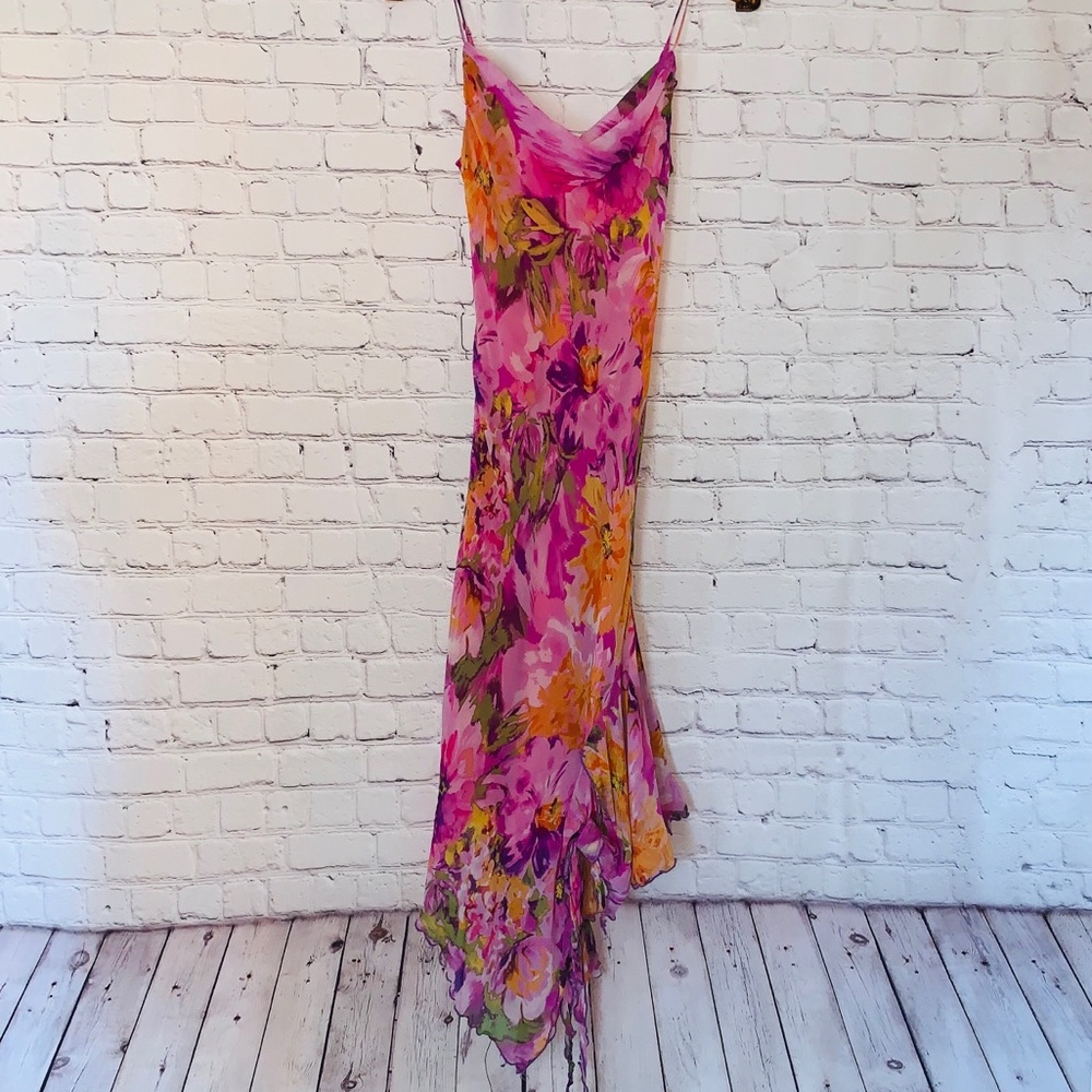 {Cache} Gorgeous Floral Silk Dress Sz 4